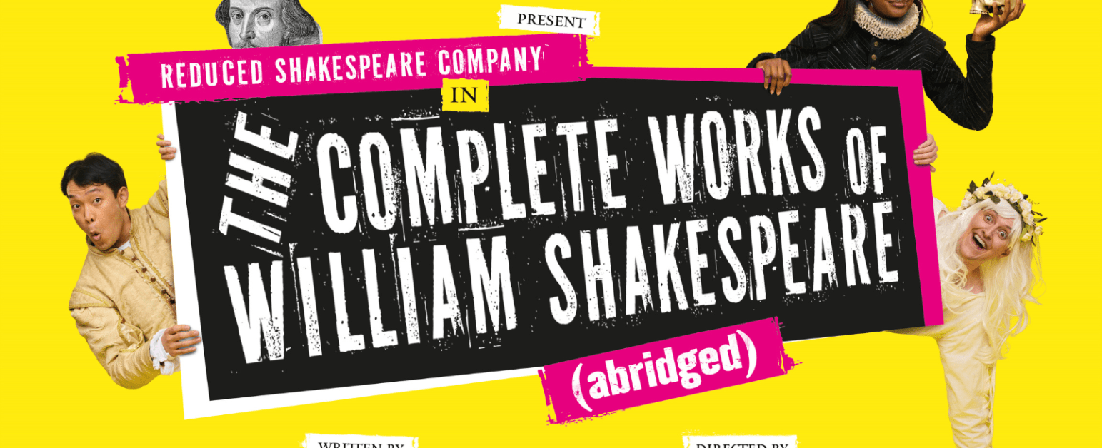 Photo of william shakespeare (illustrated) against a white background with yellow and pink cartoon explosion