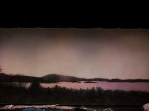 Painted Cotton Cloth - Lake & Hills