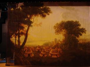 Spray Painted Gauze - Tents in the Woods