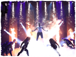 A performer over fire