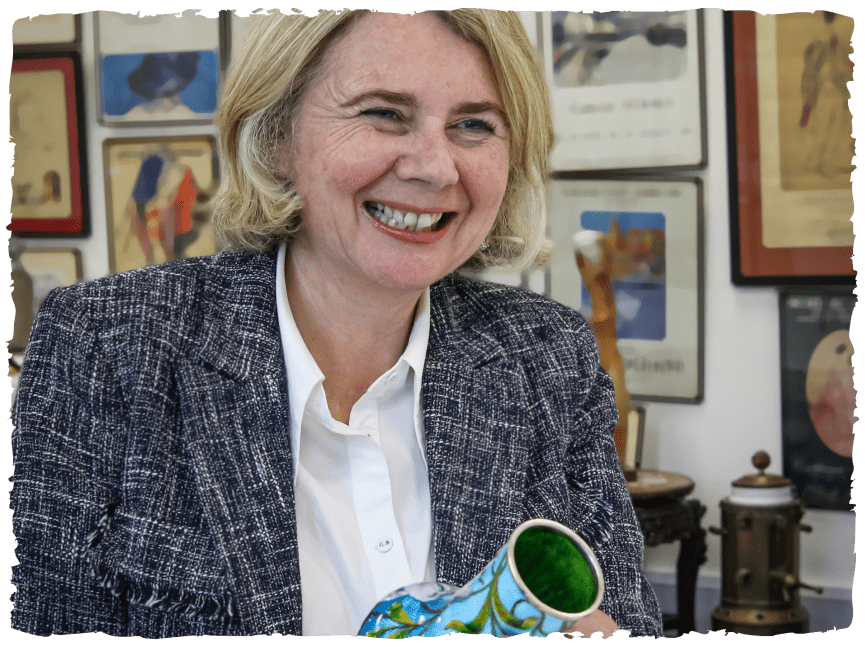 Catherine Southon and vase