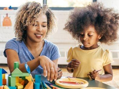 A family doing craft activities